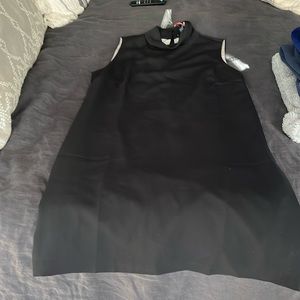 Mock Neck Black Shift Dress